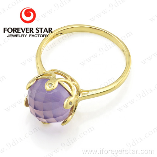 New Arrival Gold Ring with Amethyst Stone 18K